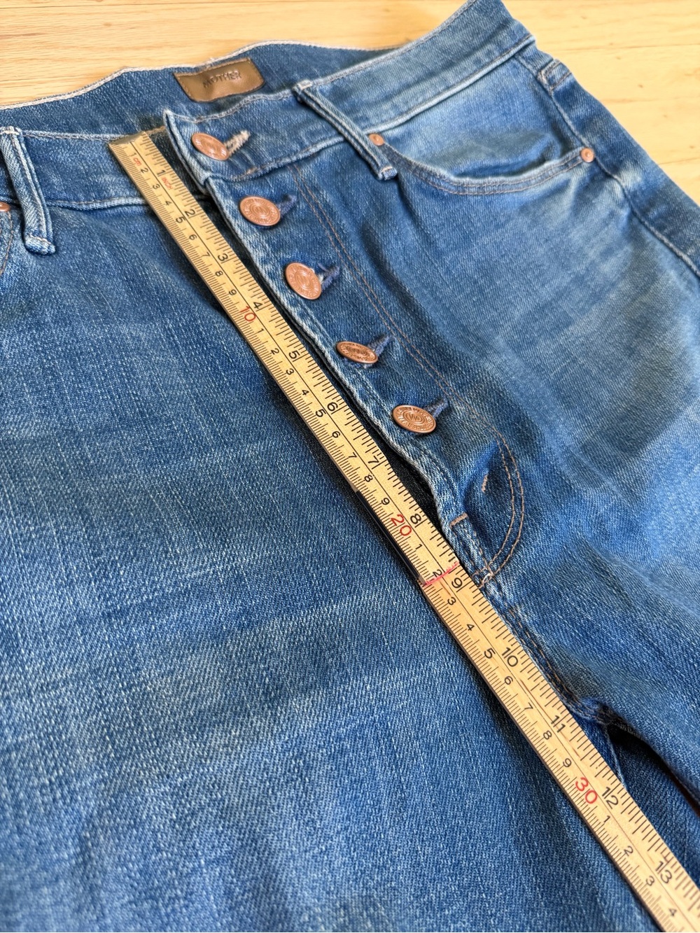 Mother Pixie Dazzler Ankle Fray Jeans Beginner’s Luck Blue Size 30 Minimalist - Picture 13 of 14